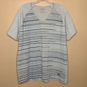 CALVIN KLEIN Tee Shirt Blue Body Fit V Neck Raglan Sleeve Popover Cotton XL